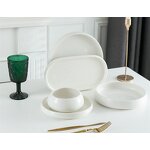 Porcelain Dinner Set Manufacturer - Top Quality White Glazed Ceramic Dessert Dishes Soup Bowls Home