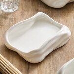 Ceramic Plate Manufacturer - Creative Rock Design Vajilla Code Wave Dinnerware Dessert Serving White Porcelain for Restaurant