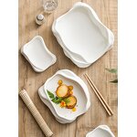 Ceramic Plate Manufacturer - Creative Rock Design Vajilla Code Wave Dinnerware Dessert Serving White Porcelain for Restaurant