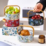 Ceramic Fruit Plate Manufacturer - High-End Retro Iris Valuable Tableware for Home Living Room Snack Basket Storage