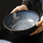 Porcelain Plates Manufacturer - Unique Reactive Glaze Blue Kiln Changed Soup Salad Bowl for Home Restaurant