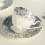 Bone China Tea Cup Set Manufacturer - Elegant Frola & Butterfly British-Style White Goldrim Coffee Cup Saucer