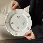 Ceramic Tableware Set Manufacturer - Vintage French Embossed Flower Dinner Plates Bowls Tea Cup Dessert Cake