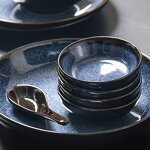 Porcelain Plates Manufacturer - Unique Reactive Glaze Blue Kiln Changed Soup Salad Bowl for Home Restaurant