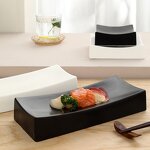 Sushi Tray Manufacturer - Modern Vintage Black White Matte Square High with Flat Bottom for High-End Restaurants Hotels Parties