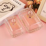 Glass Butter Tray Manufacturer - Hot Sale Modern Simple Love Lace Rectangular Dustproof Dessert Cheesecake With Lid