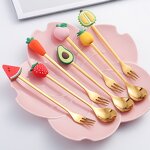 Tea Spoon Manufacturer - Cute Fruit Pattern Gold 410 Mirror Polish Coffee Dessert for Occasions Presents