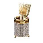 Coffee Spoon Set Manufacturer - Luxury 6PCS Golden Stainless Steel with Crystal Glass Holder