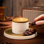 Stoneware Coffee Cup Manufacturer - Oman Arab Emirates Kuwait Text Saudi Arabic Camel Clay Coconut Palm Tree