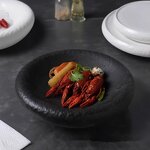 Ceramic Dinner Plate Manufacturer - Unique Black Frosted Thick Minimalist Matte Deep Soup for Restaurant