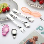 Stainless Steel Cutlery Set Manufacturer - Portable 304 Foldable Mirror Modern Fork Spoon for Outdoor Travel Camping