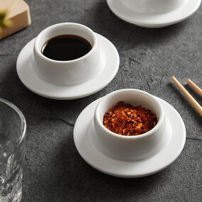 Porcelain Sauce Dish Manufacturer - 3.5 Inch White Round Soy Ceramic Sushi Bowl