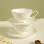 Bone China Tea Cup Set Manufacturer - Elegant Frola British-Style White Porcelain Goldrim Coffee Cup Saucer Gift