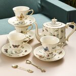 Porcelain Tea Pot Set Manufacturer - Turkish Retro French Courtly Eco-Friendly Afternoon Tea Europe Style Gold Rim