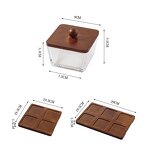 Wood Serving Tray Manufacturer - Household Acacia Fruit Snack Candy Dessert Divided Storage Glass Jar Display Plates