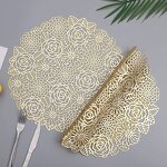 Vinyl Placemat Manufacturer - 15 Inch Round Pressed Hollow Out Rose for Wedding Table Decorations