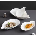 Ceramic Tapas Holder Manufacturer - Fine White Eco-friendly Oyster Shell Shape Minimalist Decorative Tray for Sea Food