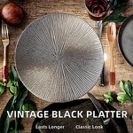 Porcelain Serving Platter Manufacturer - Contemporary Style Eco-Friendly Matte Steak Black for Restaurant
