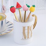 Tea Spoon Manufacturer - Cute Fruit Pattern Gold 410 Mirror Polish Coffee Dessert for Occasions Presents