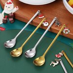 Metal Spoon Manufacturer - Custom Modern Design Merry Christmas Gold Stainless Steel Coffee Gift Set for Camping