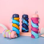 Collapsible Water Bottle Manufacturer - Rainbow BPA Free Silicone Foldable Sports for Travel Camping Hiking