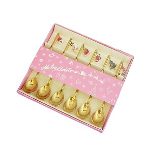 Metal Spoon Manufacturer - Custom Modern Design Merry Christmas Gold Stainless Steel Coffee Gift Set for Camping