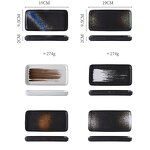 Porcelain Sushi Tray Manufacturer - Eco-Friendly Rectangular Japanese Style 7.5 Inch Long Flat Wave Black Blue