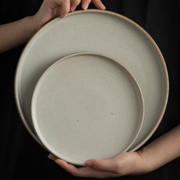 Stoneware Dinner Plate Manufacturer - Japanese Round Matte Ceramic Retro Steak Pasta Pizza Platter for Restaurant