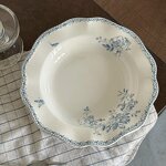 Ceramic Tableware Set Manufacturer - French Retro Blue Butterfly Flower Porcelain Dessert Cake Plate