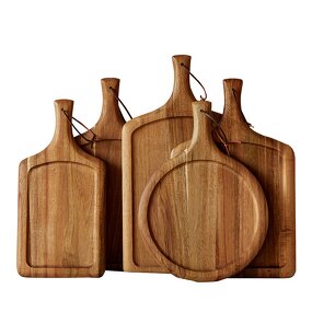 Wood Steak Plate Manufacturer - Luxury Acacia with Handle Solid Sustainable BBQ Food Serving Tray Elegant Dinner Dish for Home Restaurant