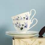 Bone China Tea Cup Set Manufacturer - Elegant Frola & Butterfly British-Style White Goldrim Coffee Cup Saucer