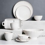 Ceramic Dinner Plate Set Manufacturer - Vintage White Flower Shape Dishes Crockery Tableware