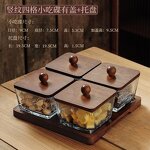 Wood Serving Tray Manufacturer - Household Acacia Fruit Snack Candy Dessert Divided Storage Glass Jar Display Plates