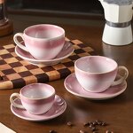 Ceramic Espresso Cup Set Manufacturer - Creative Reactive Glaze Stoneware Porcelain Cappuccino Latte Cup and Saucers