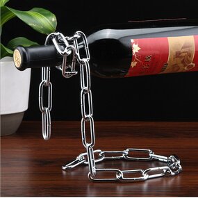 Wine Bottle Holder Manufacturer - Unique Magic Metal Chain Floating Steel Link Rack for Home Bar Kitchen Party