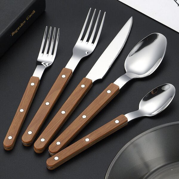 Stainless Steel Flatware Set Manufacturer - Luxury Willow Nail Clip Handle Mirror Knife Spoon for Restaurants