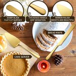 Serving Flatware Set Manufacturer - 6 Piece Gold Stainless Steel Includes Cake Server Slotted Spoon Serving Spoon Fork Soup Ladle