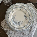 Ceramic Tableware Set Manufacturer - French Retro Blue Butterfly Flower Porcelain Dessert Cake Plate