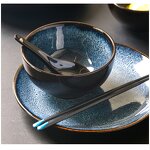 Porcelain Plates Manufacturer - Unique Reactive Glaze Blue Kiln Changed Soup Salad Bowl for Home Restaurant