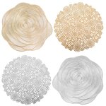 Vinyl Placemat Manufacturer - 15 Inch Round Pressed Hollow Out Rose for Wedding Table Decorations