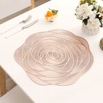Vinyl Placemat Manufacturer - 15 Inch Round Pressed Hollow Out Rose for Wedding Table Decorations