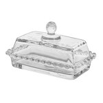 Glass Butter Tray Manufacturer - Hot Sale Modern Simple Love Lace Rectangular Dustproof Dessert Cheesecake With Lid