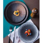 Porcelain Serving Platter Manufacturer - Contemporary Style Eco-Friendly Matte Steak Black for Restaurant