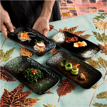 Porcelain Ceramic Plate Manufacturer - Japanese Style Eco-Friendly 8 Inch Rectangular Sushi Serving Tray for Salad Dessert