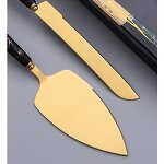 Cake Knife Set Manufacturer - Luxury Ceramic Handle Stainless Steel and Server Golden Cutting for Wedding Party