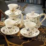 Porcelain Tea Pot Set Manufacturer - Turkish Retro French Courtly Eco-Friendly Afternoon Tea Europe Style Gold Rim