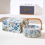 Ceramic Fruit Plate Manufacturer - High-End Retro Iris Valuable Tableware for Home Living Room Snack Basket Storage