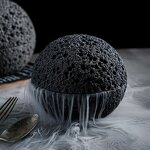 Ceramic Dinner Bowl Manufacturer - Creative Black Volcanic Stone Design Molecular Gastronomy Appetizer Sashimi Dry Ice Serving