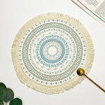 Cotton Placemat Manufacturer - Boho Round Woven Mandala Tassels Heat Proof Washable Circle for Dinner Kitchen Home