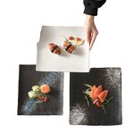 Ceramic Steak Dish Manufacturer - Rectangle Restaurant Tableware Matte Black White Sushi Porcelain Snack
